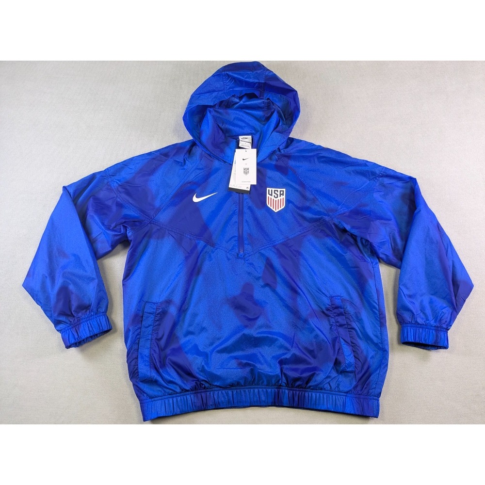 Nike USMNT Jacket Mens Medium Blue Windbreaker Soccer Hooded New Pullover 2024